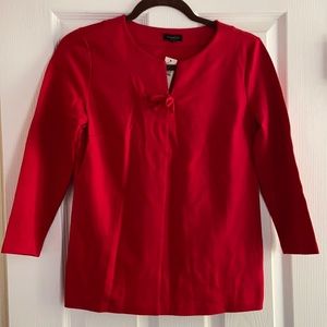 New Talbots red tailored thick jersey blouse XS